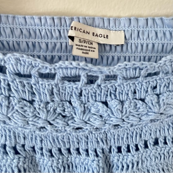 American Eagle Blue Smocked Top - Picture 3 of 4